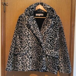 Free People Faux Fur Leopard Print Coat
